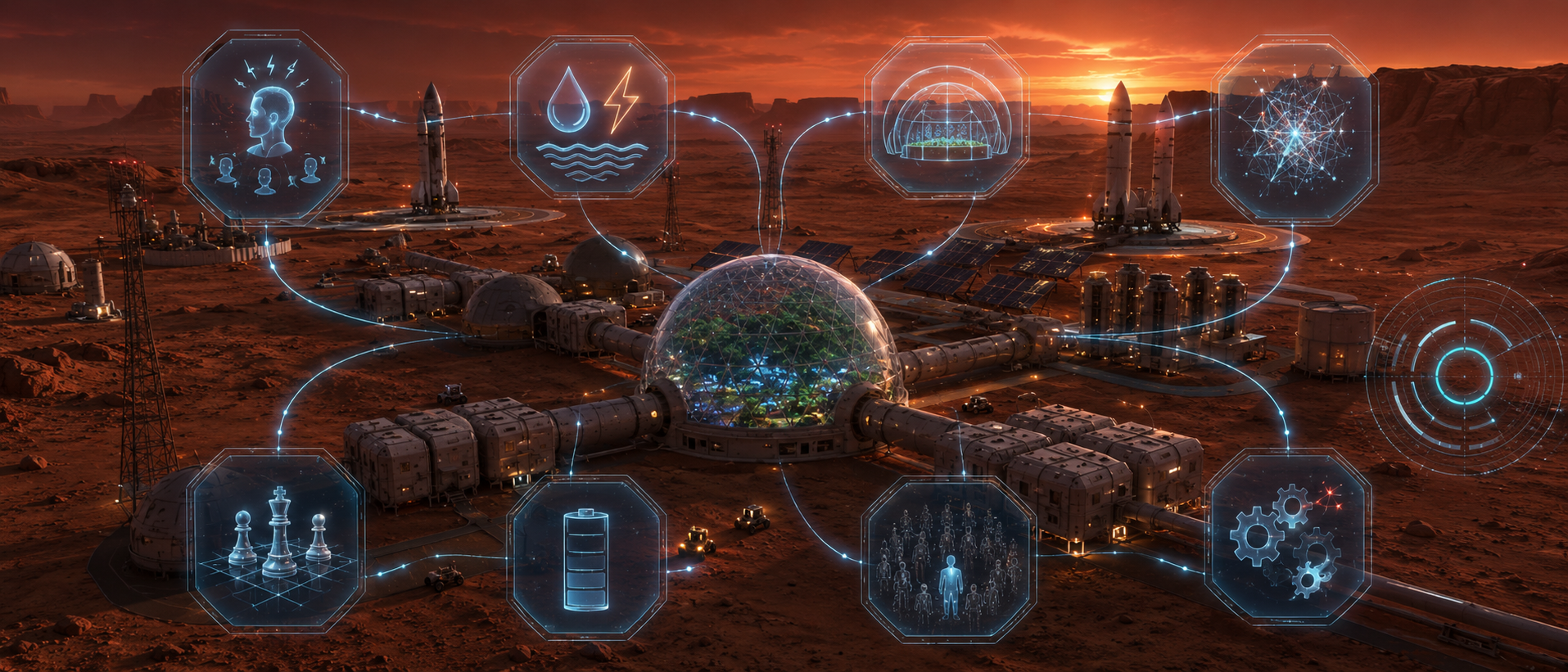 KSAT-1X multi-agent crisis decision matrix for Mars colony crew selection simulation