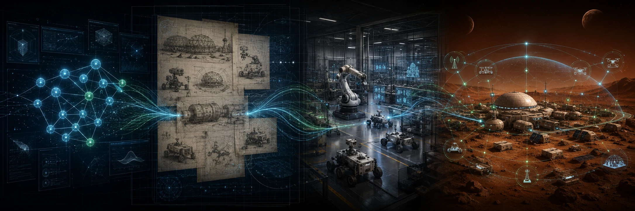 MarsNet public research lineage from early human-AI decision models through Earth robotics validation to a mature Mars settlement operations concept